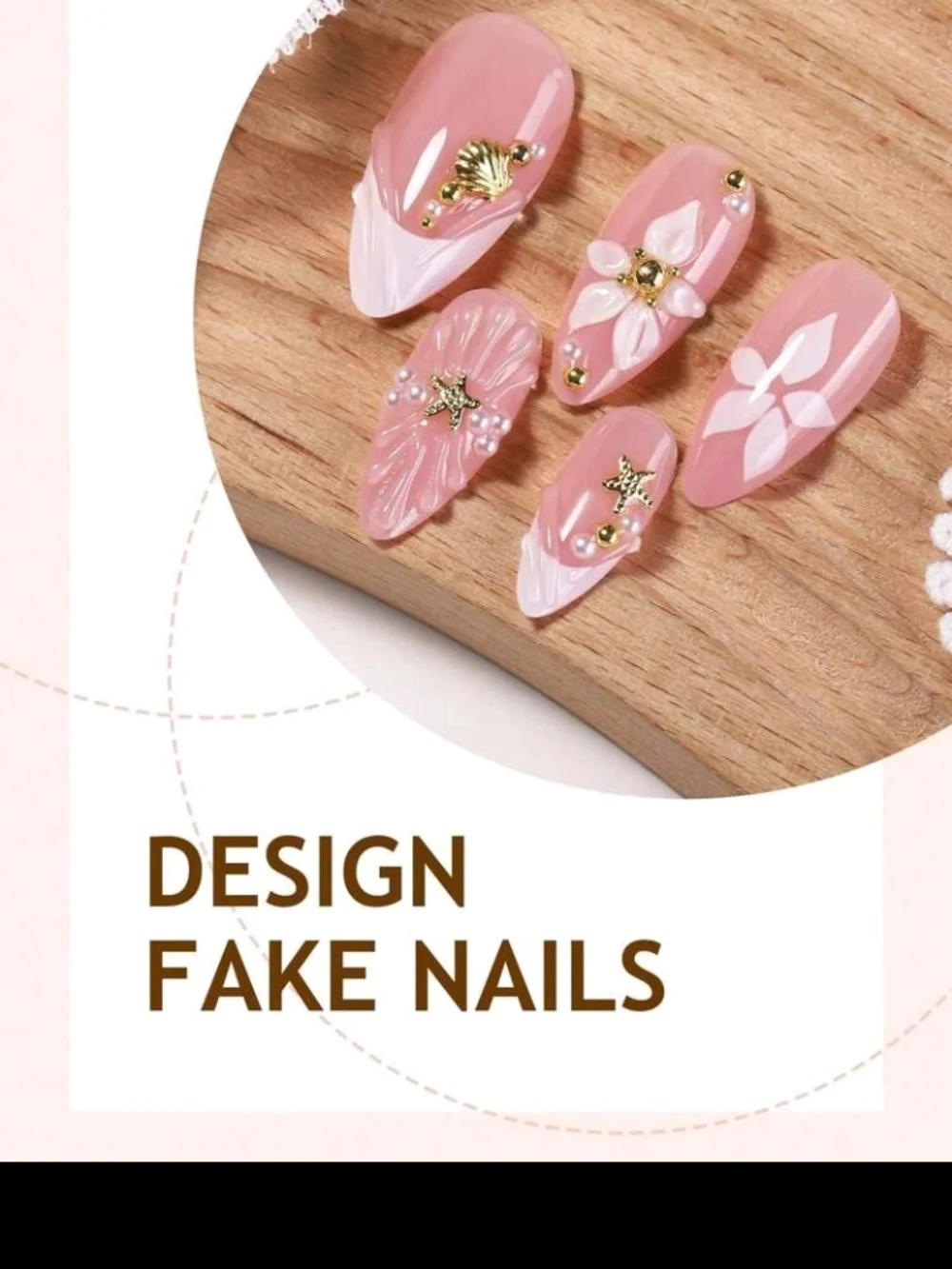 White & Pink Floral 3D Stiletto Nail Art Set - Luxury Women Makeup - Picture 3 of 6